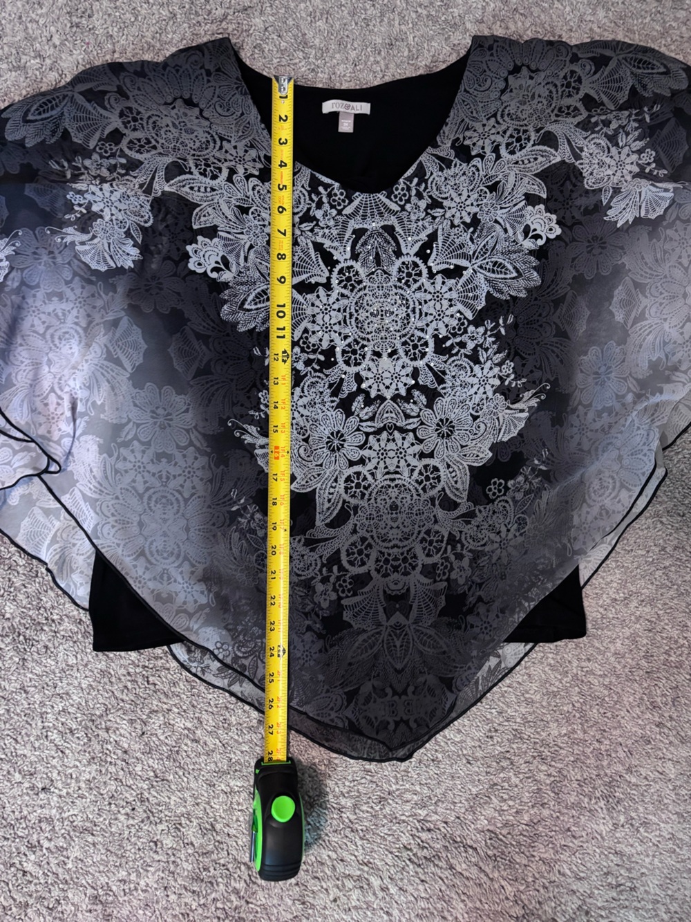 Roz & Ali Ombre Chiffon Poncho Top - Black/Gray Size 3X 100% polyester - Picture 9 of 11